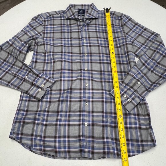 NWOT JOHNNIE-O TOP SHELF HEARST LIGHT GRAY BLUE PLAID BUTTON DOWN SHIRT LARGE - Picture 2 of 7